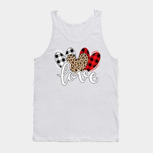 Cute Valentines Day Leopard Plaid Love Heart Women Girls Tank Top